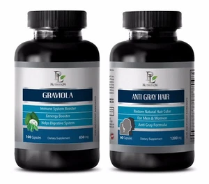 Immune support tablets - ANTI GRAY HAIR – GRAVIOLA COMBO - graviola pills organi - Picture 1 of 12