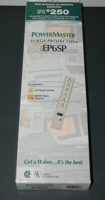 SL Waber PowerMaster EP6SP 6 Outlet Surge Protector Cream Color - Image 1 of 4