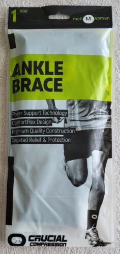 Pair of Crucial Compression Ankle Braces/Socks, Unisex Size Medium, Black, New