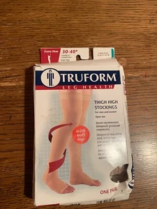 Truform 30-40 Medium Beige Compression Soft Top Thigh High Stocking - New - Picture 1 of 3