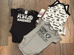 Las Vegas Raiders NFL Baby Boys' 3-Pc. Bodysuit Set Size 0-3 Months / NWT - Picture 1 of 5