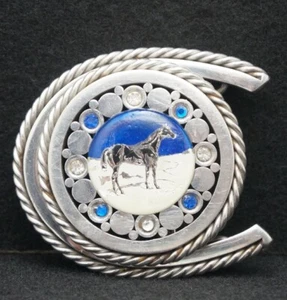 WF01103 SWEET VINTAGE 1970s MACHINE SHOP MADE *HORSE* STEEL ARTWORK BELT BUCKLE - Picture 1 of 2