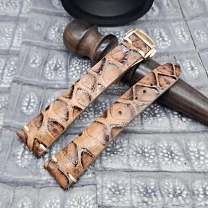 Correa de reloj de cuero exótico de 20 mm/16 mm diseño minimalista vintage - Imagen 1 de 13