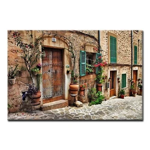 Tuscan Wall Art Italian Streets of Old Mediterranean Canvas Wall Art Painting... - Picture 1 of 9
