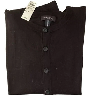 Luxury Designer eskandar Drk Brown Ultra Fine Knit Cardigan Sweater Merino Wool - Image 1 of 4