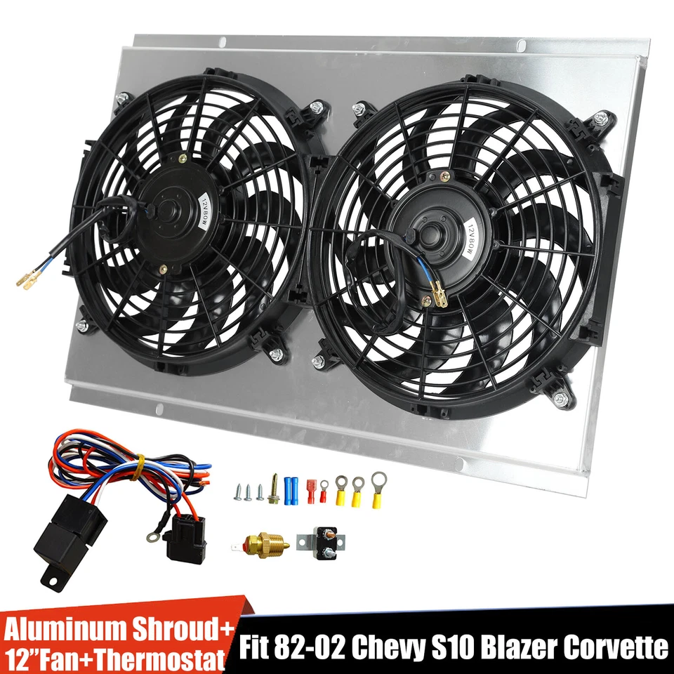 Aluminum Shroud Fan+ Thermostat For Radiator 1982-2002 Chevy S10 Blazer Corvette - Image 1 of 4