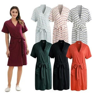 RH Robe Women's Short Sleeve Kimono Cotton Bathrobe Dressing Gown Sleep RHW2753 - Picture 1 of 80