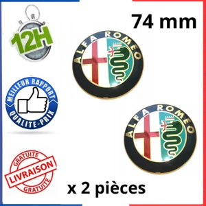 2x Logo Embleme Alfa Romeo 74mm insigne Gold Capot Coffre /sigle Mito Giulietta - Picture 1 of 2