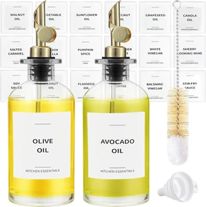 Olive Oil Dispenser Bottle - Includes 55 Kitchen Essential Labels - Cooking Oil - Picture 1 of 12