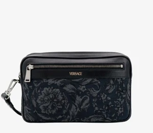Versace Athena Jacquard Barocco Clutch Bag Trim Leather Detachable Strap NWT$995 - Picture 1 of 14