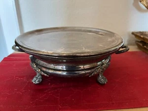 Cuenco antiguo con patas de león metal plateado Ø 25 cm con marcas - Imagen 1 de 1