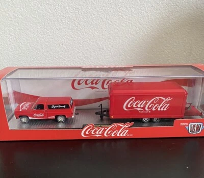 M2 Coca-Cola COKE 1973 Chevrolet Cheyenne 10 & 1957 Chevy Gasser with trailer - Image 1 of 2