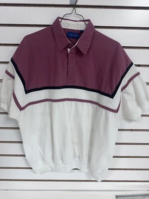 Camisa De Colección Towncraft Manga Corta Md Púrpura Blanca Bandas Cintura Cuello Años 80 BLN Foto 1 de 4