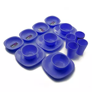 16 Pcs ECO Plastic Dinnerware Reusable Set Unbreakable Highly Durable Food Safe - Picture 1 of 22
