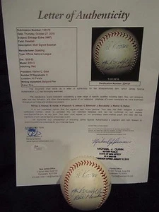 1967 Chicago Cubs Team Autographed ONL (Giles) Baseball (8 Sigs) – Full JSA LOA - Picture 1 of 12