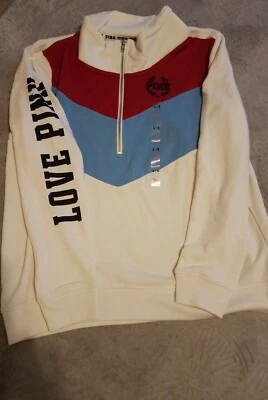 Victoria's Secret Rosa Media Cremallera Multicolor Sudadera Pullover L Foto 1 de 4