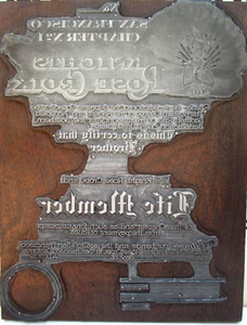 Antiker Freimaurer 33. schottischer Ritus Lebensmitglied 1901 GRAVIERTER METALLDRUCK BLOCK - Bild 1 von 4