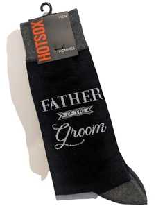 NUEVO ~ Hot Sox ~ Par individual de calcetines para hombre "Padre del novio" ~ Negro 10-13 - Imagen 1 de 2