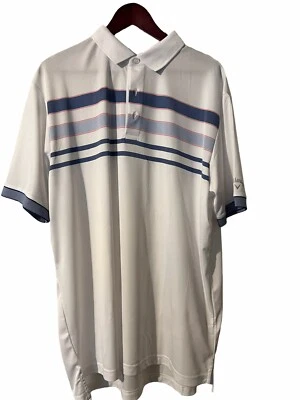 Callaway Golf Men's  XL White Multi Colored Striped Opti-Dri Polo X-large Shirt - Image 1 of 4