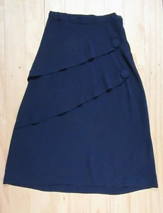 VINTAGE DAMEN 40ER JAHRE MARINEBLAU VISKOSE KREPP ROCK SCHRÄG GROSSE KNÖPFE SCHRÄG W-26" F55 - Bild 1 von 23