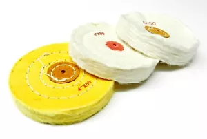 Jewelers Polishing Buffs Set of 3 Buffing Wheels 4" Polish Jewelry Gold Silver - Picture 1 of 6