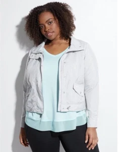Lane Bryant LIVI Active gewebte Bomberjacke austerngrau Damengröße 20 2X 89,95 $ - Bild 1 von 4