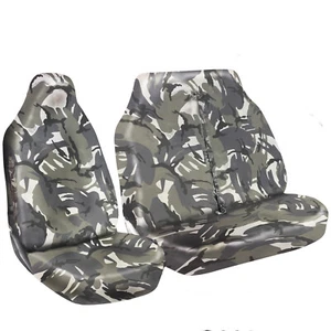 FOR CITROEN BERLINGO ENTERPRISE - HEAVY DUTY GREY CAMOUFLAGE VAN SEAT COVERS 2+1 - Picture 1 of 1
