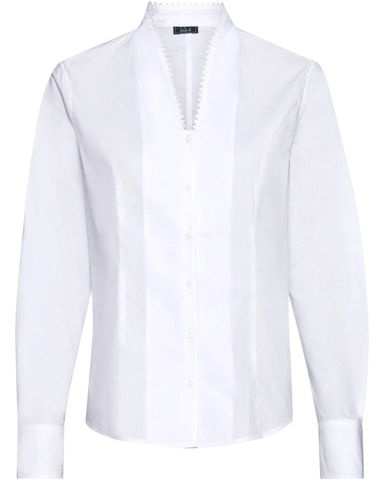 Luis Steindl Kelchkragenbluse mit Spitze Trachtenmode Kelchkragen Rundhals - Bild 1 von 1