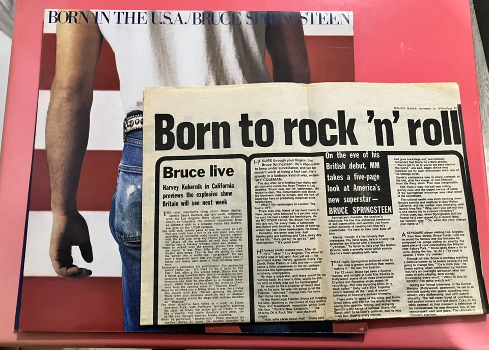 Bruce Springsteen Born In The USA LP + 4 Side Melody Maker 1975 Article /1984 - Image 1 of 4