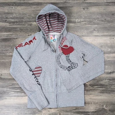 De Colección Años 90 Roxy Follow Your Heart Cremallera Completa Sudadera con Capucha Niñas Jóvenes Mediana Sudadera Y2K Foto 1 de 4