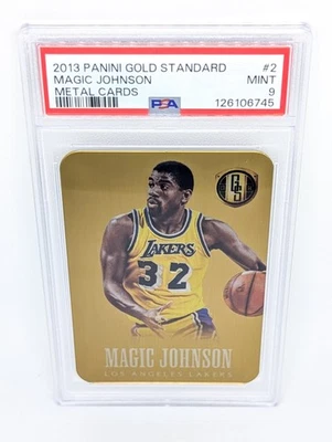 2013-14 Panini Gold Standard Metal #2 Magic Johnson PSA 9 Lakers HOF - Image 1 of 4