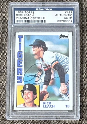 1984 TOPPS BASEBALL AUTOGRAPHED RICK LEACH CARD #427 PSA/DNA AUTHENTIC AUTO - Image 1 of 2