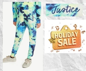 Justice Girls Everyday Faves Fleece Joggers, Size XS 5-6 Tie Dye Seafoam Mint - Picture 1 of 20