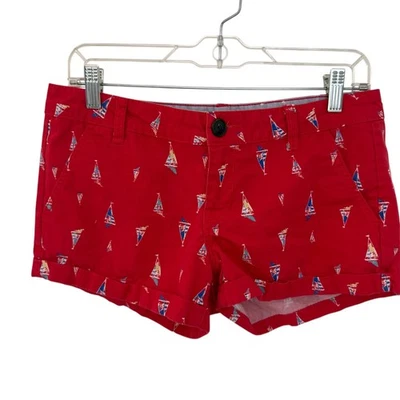Pantalones Cortos SO Juniors Rojo Estampado Velero Puños Talla 9 Náutico Verano Playa Foto 1 de 4