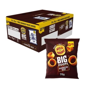 Hula Hoops Crisp Big Hoops Share Bags Full Case X 20 BBQ Beef Flavor Only £21.69 - Picture 1 of 4