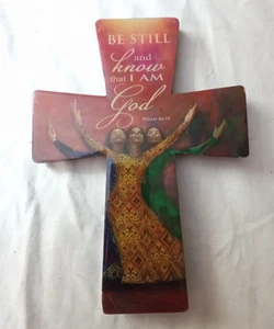 Inspirational Wall Cross "Be Still and Know That I Am God" Psalm 46:10, 8" tall - Picture 1 of 4