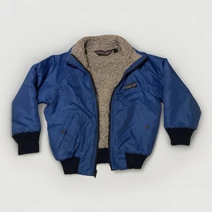 Patagonia Vintage Kids 4/5 Blue Zip Bomber Fleece Lined Jacket - Bild 1 von 6