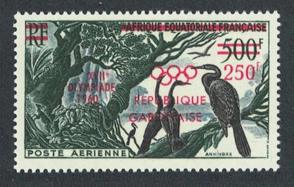 Gabón Birds Anhinga Juegos Olímpicos de Verano Roma 1960 MNH SG#165 MI#156 Foto 1 de 1