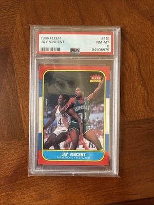 1986 Fleer Jay Vincent Card #118 PSA Graded NM-MT 8 - Image 1 of 2