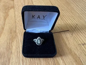 5/8 ct. Pear Shaped Diamond Engagement Ring Sapphire Size 6.5 Man Made Sapphire! - Picture 1 of 5