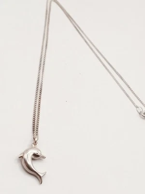 Collana Ciondolo Pendente Argento 925 Delfino Catenina Maglia Stretta  - Immagine 1 di 4