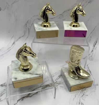 Set of 4 Small Marble Vintage 1970 Horse Show Trophies - Image 1 of 4