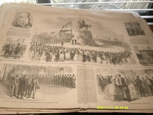 3/10/1860 DOBLE PÁGINA LESLIES, MILLS ESTATUA DE WASHINGTON EN WASHINGTON CITY - Imagen 1 de 1