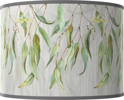 Eucalyptus White Giclee Round Drum Lamp Shade 15.5x15.5x11 (Spider) - Image 1 of 4