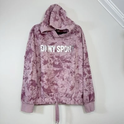 DKNY Sport Niñas Sudadera con Capucha L (12) Rosa Tie Dye Pullover Logo Sudadera Cordón Foto 1 de 4