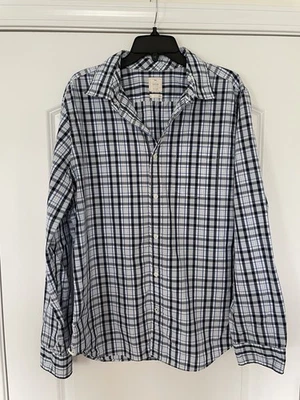 GAP Men’s Large Long Sleeve Button Up Shirt Lived In Blue Plaid Pattern EUC - Image 1 of 3