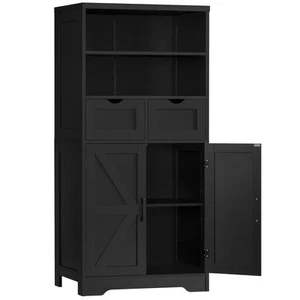 Farmhouse Storage Cabinet with Doors & 2 Drawers, Bathroom Cabinet with Adjus... - Picture 1 of 9