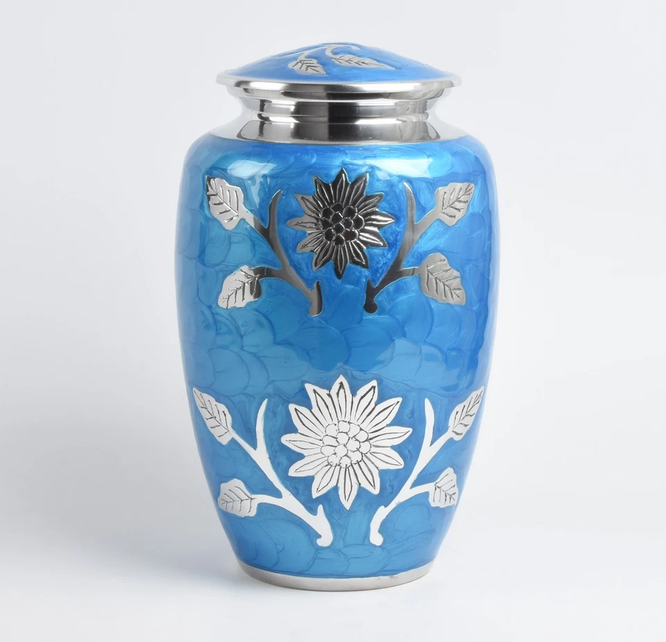Aluminium Memorial Urn for Adult Ashes – Sunflower Design Cremation Funeral Urn - Image 1 of 4