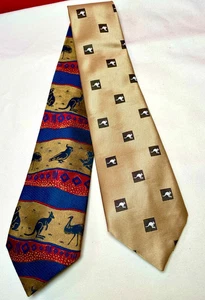 Corbatas Australia •2• Koala Canguro Dorado Rojo Marrón Poliéster Clásico De Colección - Imagen 1 de 5