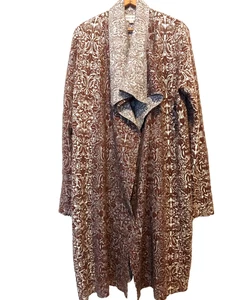 Knox Rose Cardigan Sweater Jacquard Pattern Open Front Boho Duster Size Large - Picture 1 of 8